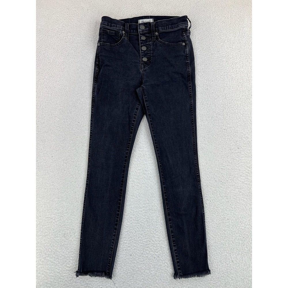 Madewell 10" High-Rise Skinny Jeans Womens 25 Black Dark Wash Stretch Denim